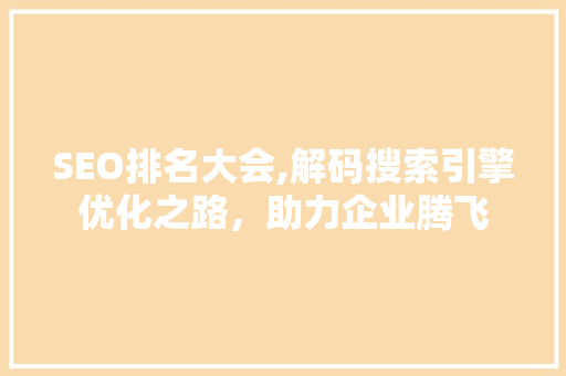 SEO排名大会,解码搜索引擎优化之路，助力企业腾飞