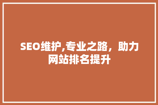 SEO维护,专业之路，助力网站排名提升