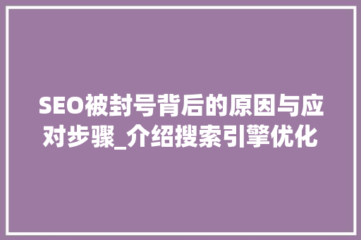 SEO被封号背后的原因与应对步骤_介绍搜索引擎优化陷阱