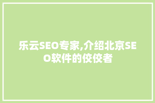 乐云SEO专家,介绍北京SEO软件的佼佼者