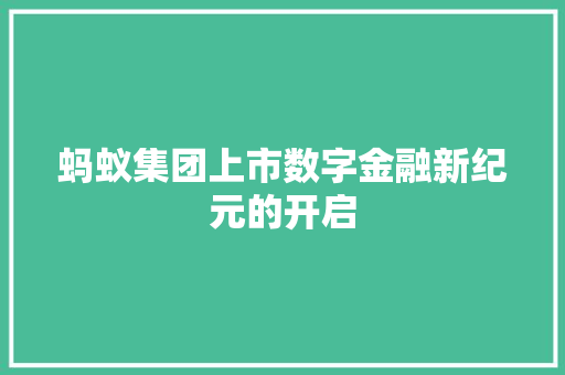 蚂蚁集团上市数字金融新纪元的开启