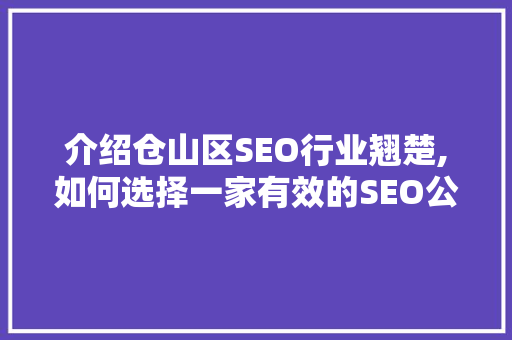 介绍仓山区SEO行业翘楚,如何选择一家有效的SEO公司助力企业腾飞