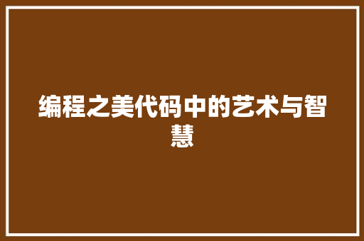 编程之美代码中的艺术与智慧