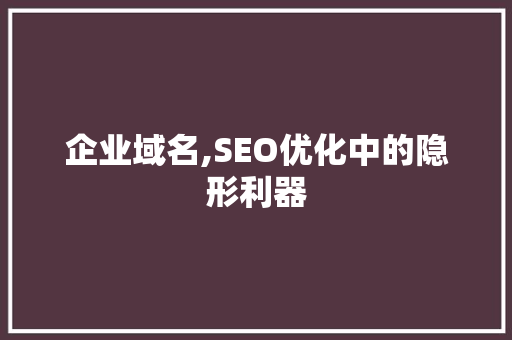 企业域名,SEO优化中的隐形利器