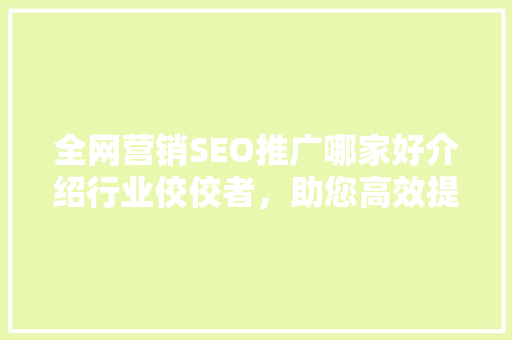 全网营销SEO推广哪家好介绍行业佼佼者，助您高效提升品牌知名度