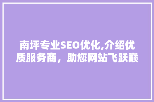 南坪专业SEO优化,介绍优质服务商，助您网站飞跃巅峰
