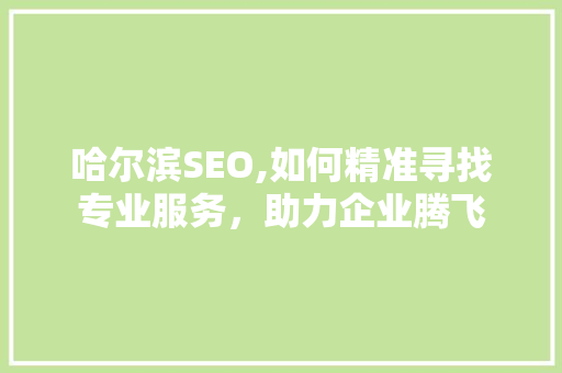哈尔滨SEO,如何精准寻找专业服务，助力企业腾飞