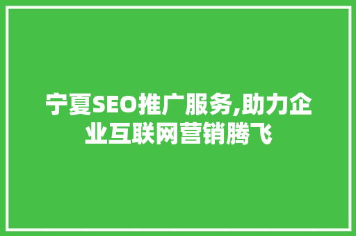 宁夏SEO推广服务,助力企业互联网营销腾飞
