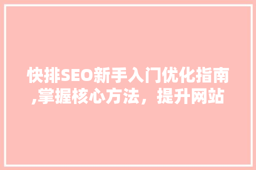 快排SEO新手入门优化指南,掌握核心方法，提升网站排名