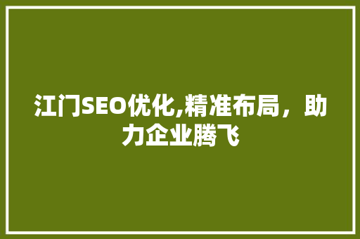 江门SEO优化,精准布局，助力企业腾飞