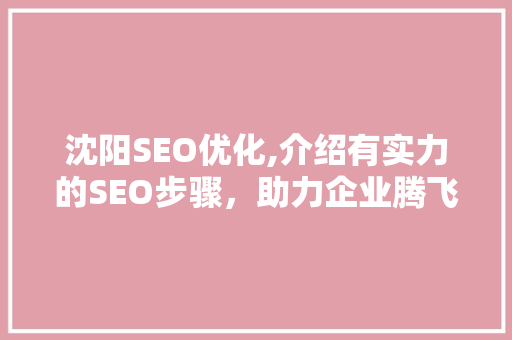 沈阳SEO优化,介绍有实力的SEO步骤，助力企业腾飞  第1张