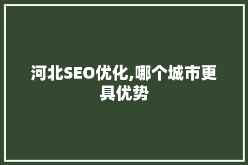 河北SEO优化,哪个城市更具优势