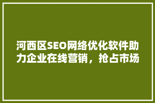 河西区SEO网络优化软件助力企业在线营销，抢占市场份额  第1张