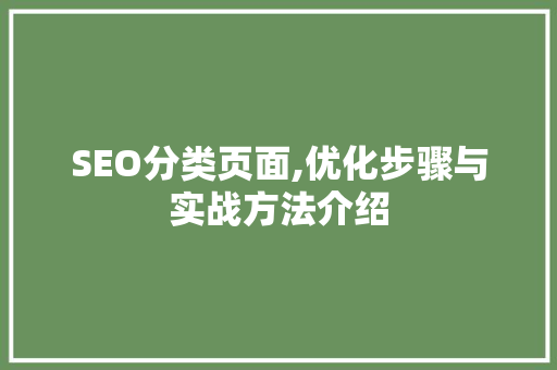 SEO分类页面,优化步骤与实战方法介绍