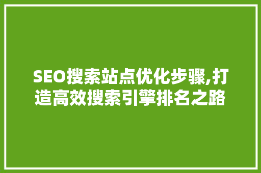 SEO搜索站点优化步骤,打造高效搜索引擎排名之路