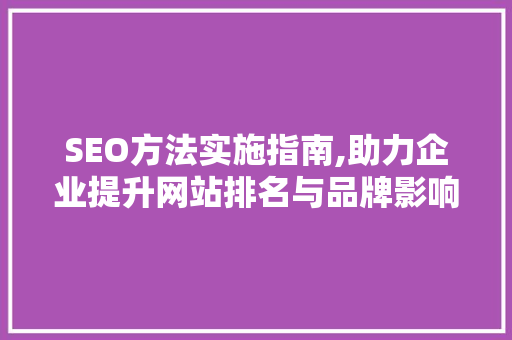 SEO方法实施指南,助力企业提升网站排名与品牌影响力