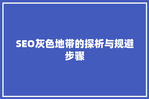 SEO灰色地带的探析与规避步骤