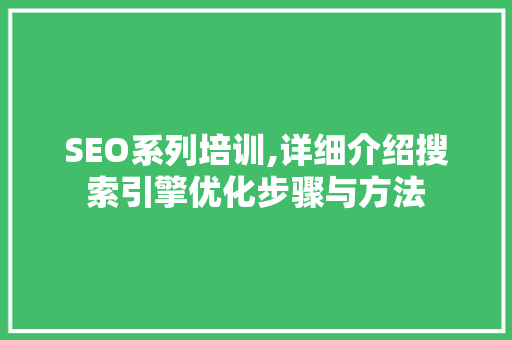 SEO系列培训,详细介绍搜索引擎优化步骤与方法  第1张