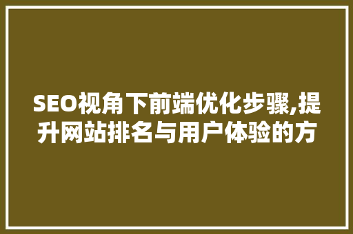 SEO视角下前端优化步骤,提升网站排名与用户体验的方法  第1张