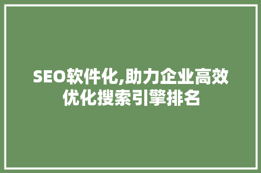 SEO软件化,助力企业高效优化搜索引擎排名  第1张