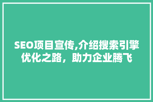 SEO项目宣传,介绍搜索引擎优化之路，助力企业腾飞  第1张