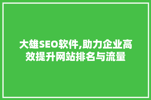 大雄SEO软件,助力企业高效提升网站排名与流量