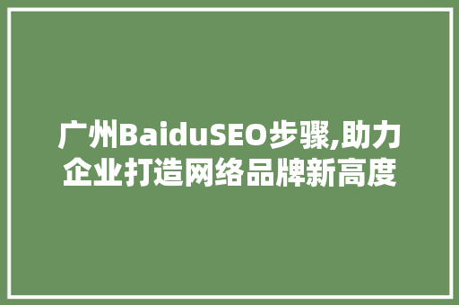 广州BaiduSEO步骤,助力企业打造网络品牌新高度