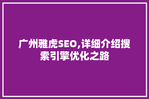 广州雅虎SEO,详细介绍搜索引擎优化之路