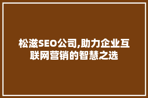 松滋SEO公司,助力企业互联网营销的智慧之选