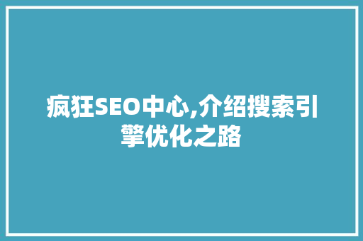 疯狂SEO中心,介绍搜索引擎优化之路