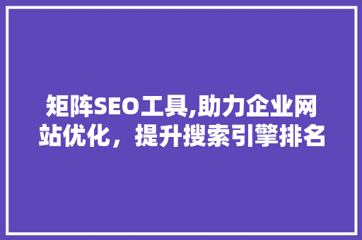 矩阵SEO工具,助力企业网站优化，提升搜索引擎排名