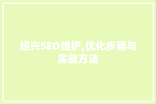 绍兴SEO维护,优化步骤与实战方法  第1张