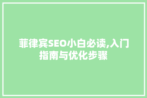 菲律宾SEO小白必读,入门指南与优化步骤