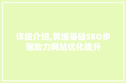 详细介绍,黄埔基础SEO步骤助力网站优化提升  第1张