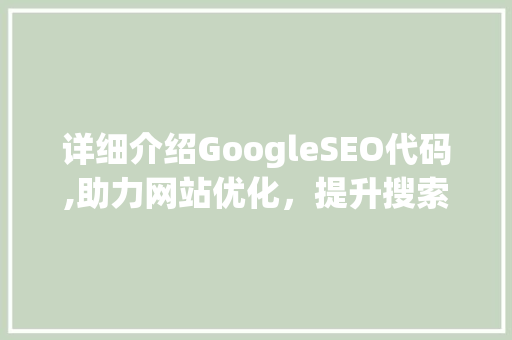 详细介绍GoogleSEO代码,助力网站优化，提升搜索引擎排名