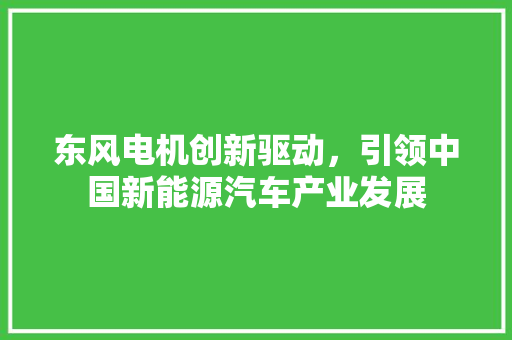 东风电机创新驱动，引领中国新能源汽车产业发展
