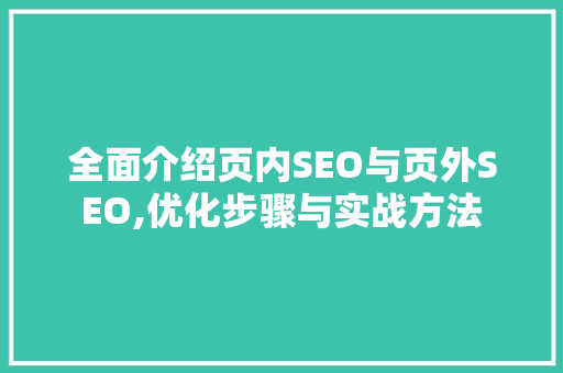 全面介绍页内SEO与页外SEO,优化步骤与实战方法