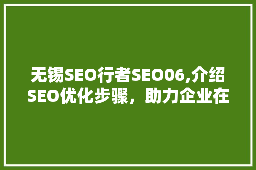 无锡SEO行者SEO06,介绍SEO优化步骤，助力企业在线营销  第1张