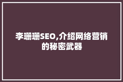 李珊珊SEO,介绍网络营销的秘密武器  第1张