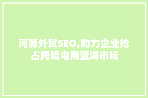 河源外贸SEO,助力企业抢占跨境电商蓝海市场