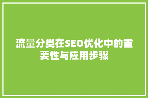 流量分类在SEO优化中的重要性与应用步骤
