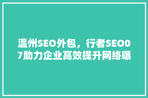 温州SEO外包，行者SEO07助力企业高效提升网络曝光度