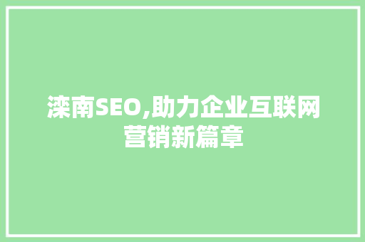 滦南SEO,助力企业互联网营销新篇章