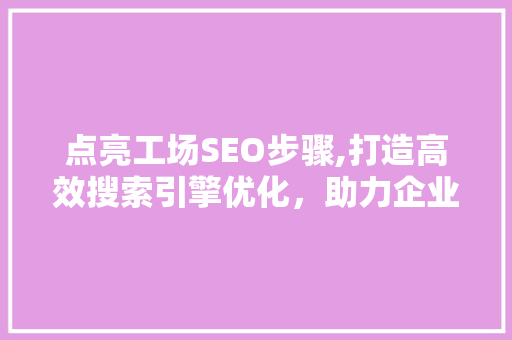 点亮工场SEO步骤,打造高效搜索引擎优化，助力企业腾飞