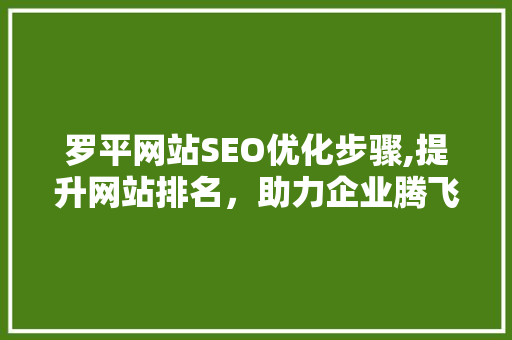 罗平网站SEO优化步骤,提升网站排名，助力企业腾飞
