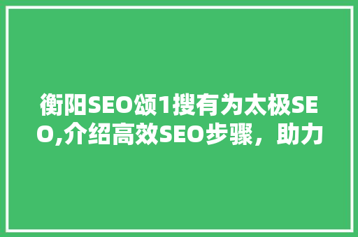 衡阳SEO颂1搜有为太极SEO,介绍高效SEO步骤，助力企业腾飞