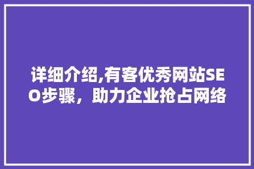 详细介绍,有客优秀网站SEO步骤，助力企业抢占网络市场制高点