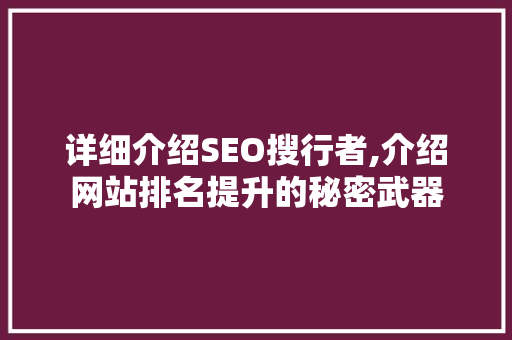 详细介绍SEO搜行者,介绍网站排名提升的秘密武器