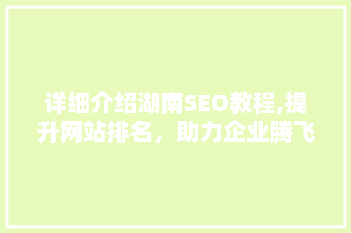 详细介绍湖南SEO教程,提升网站排名，助力企业腾飞