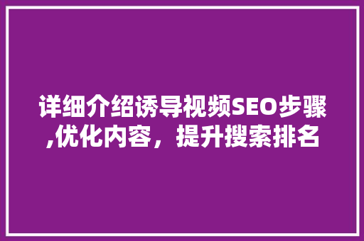 详细介绍诱导视频SEO步骤,优化内容，提升搜索排名